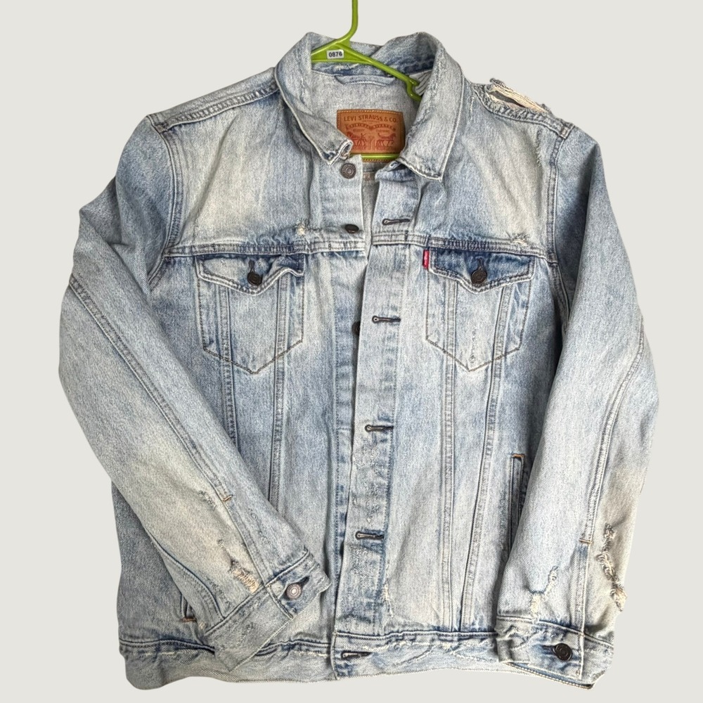 Levis Light Wash Distressed Denim Trucker Jacket XXL Cotton Mens XXL